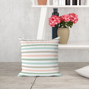Seaside Pastel Stripe Throw Pillow