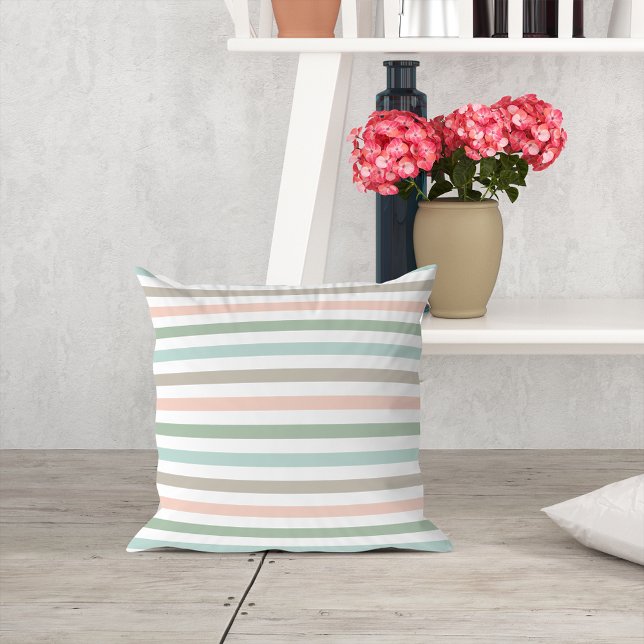 Seaside Pastel Stripe Throw Pillow (Creator Uploaded)