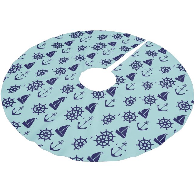 Seaside Pattern Brushed Polyester Tree Skirt (Angled)