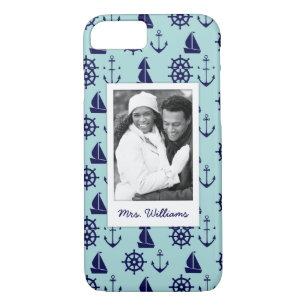 Seaside Pattern   Your Photo & Name Case-Mate iPhone Case