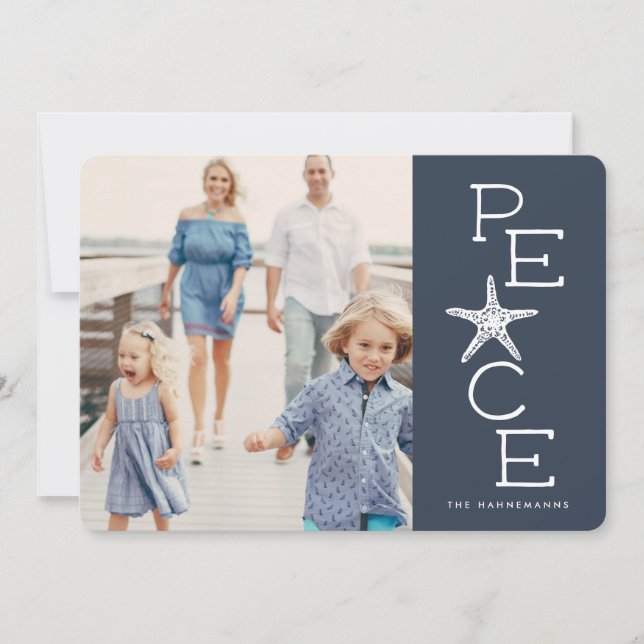 Seaside Peace | Holiday Photo Collage Card (Front)