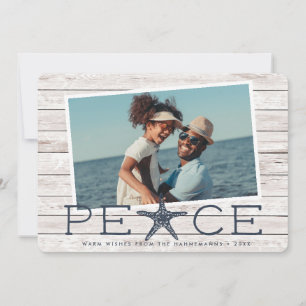 Seaside Peace   Rustic Coastal Photo Holiday Card