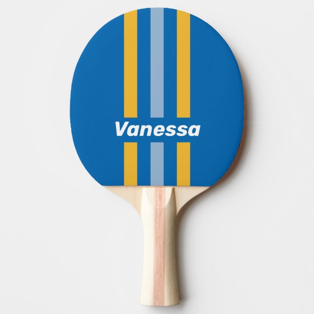 Seaside Pin Stripes with Name Ping Pong Paddle (Front)