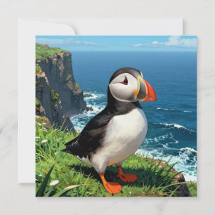 Seaside Puffin Illustration   Blank Card