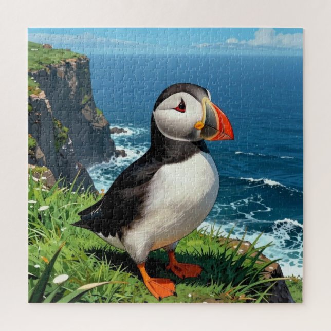 Seaside Puffin Illustration   Jigsaw Puzzle (Vertical)