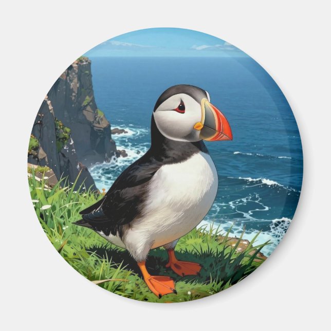 Seaside Puffin Illustration   Magnet (Front)