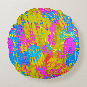 Seaside Random Splatter Round Pillow