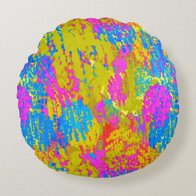 Seaside Random Splatter Round Pillow (Front)