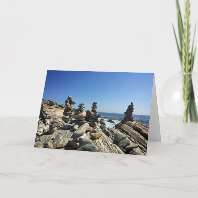 seaside rock cairn greeting card (blank inside) (Front)