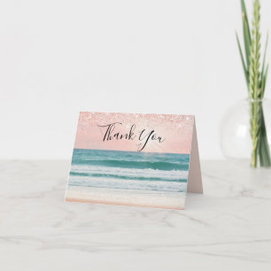 Seaside Romance: Elegant Beach Wedding Thank You Card