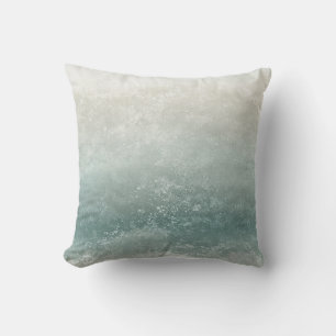 Seaside Seafoam Taupe And Blue Splash Throw Pillow
