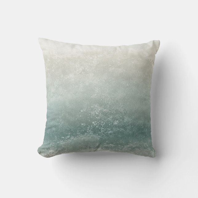 Seaside Seafoam Taupe And Blue Splash Throw Pillow (Front)