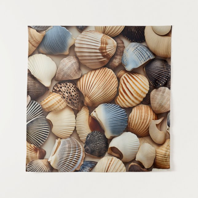 Seaside Seashells Art Tapestry (Front)