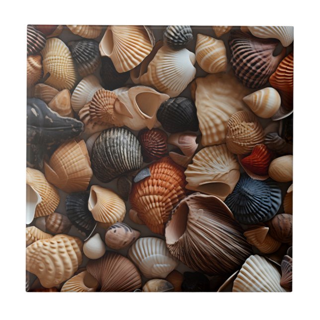 Seaside Seashells Ceramic Tile (Front)