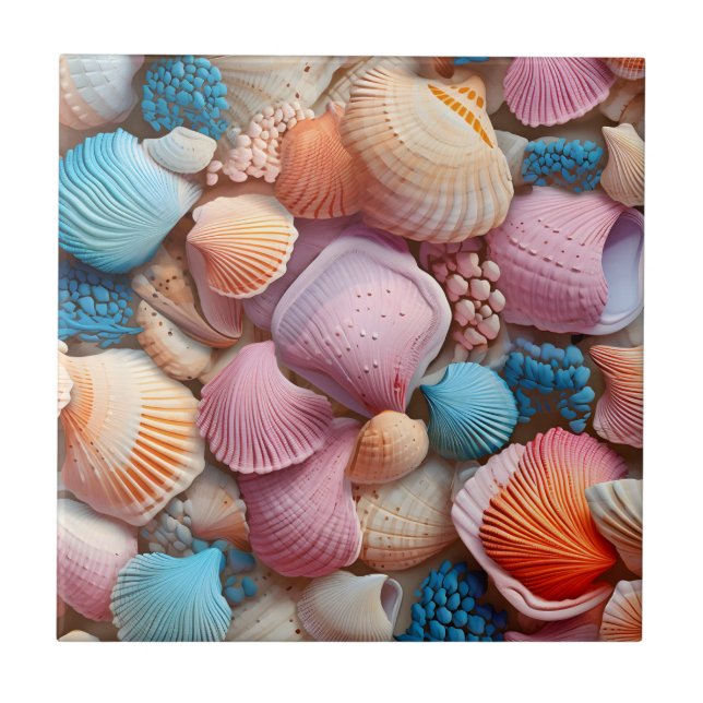 Seaside Seashells Ceramic Tile (Front)