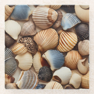 Seaside Seashells Glass Coaster