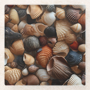 Seaside Seashells Glass Coaster