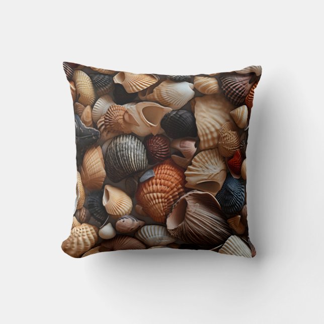 Seaside Seashells Throw Pillow (Front)