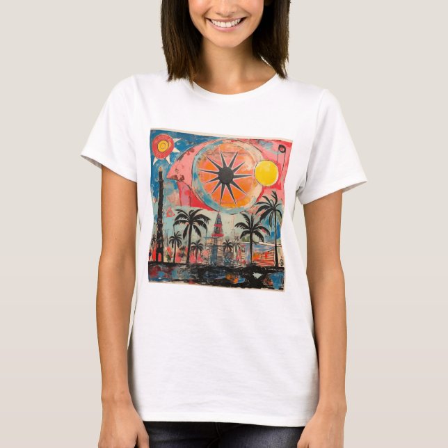 Seaside Serenity Artistic Beach Day Vibes T-Shirt (Front)
