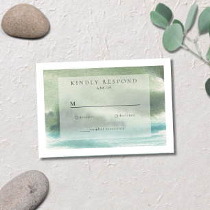 Seaside Serenity Blue Green Cream RSVP Card
