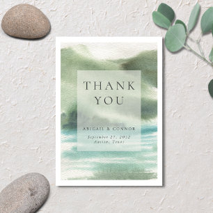 Seaside Serenity Blue Green Cream Thank You Card
