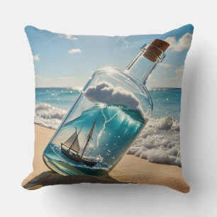 Seaside Serenity Bottle Throw Pillow