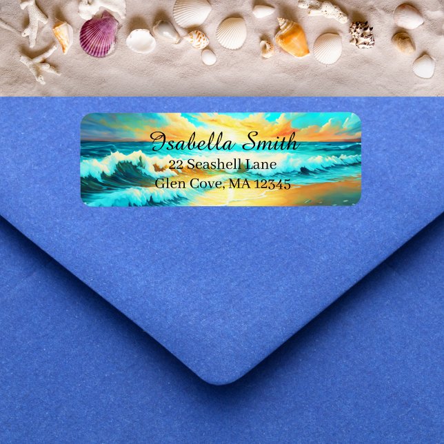 Seaside Serenity Personnaliser Adresse de retour (Ocean's calm: our address, your serenity.)