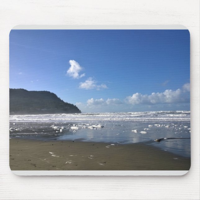 Seaside Shore in Winter, Oregon Coast Mouse Pad (Front)