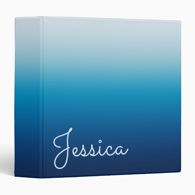 Seaside Sky and Ocean Blue Ombre Binder (Front/Spine)