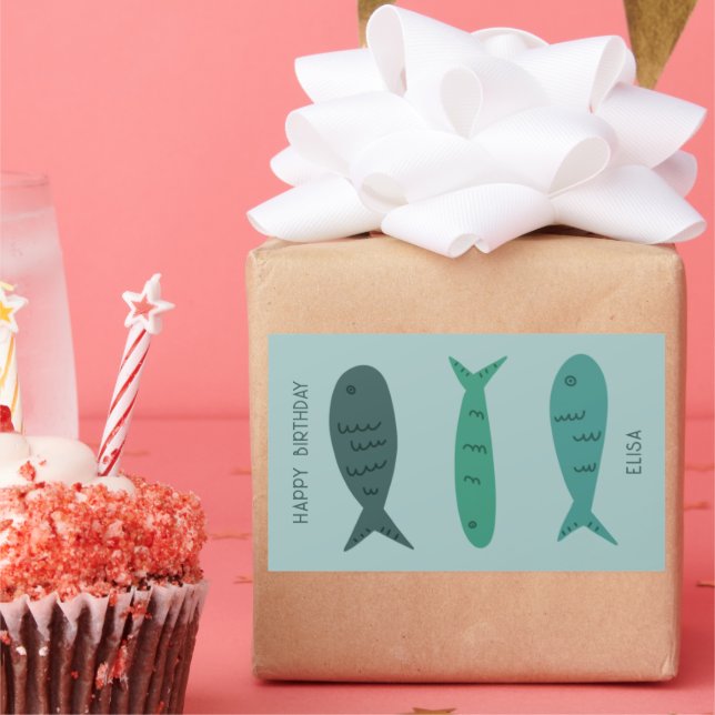 Seaside Soiree BIRTHDAY Cute Fishes CUSTOM Sticker (Party)