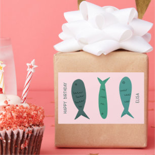 Seaside Soiree BIRTHDAY Cute Fishes CUSTOM Sticker