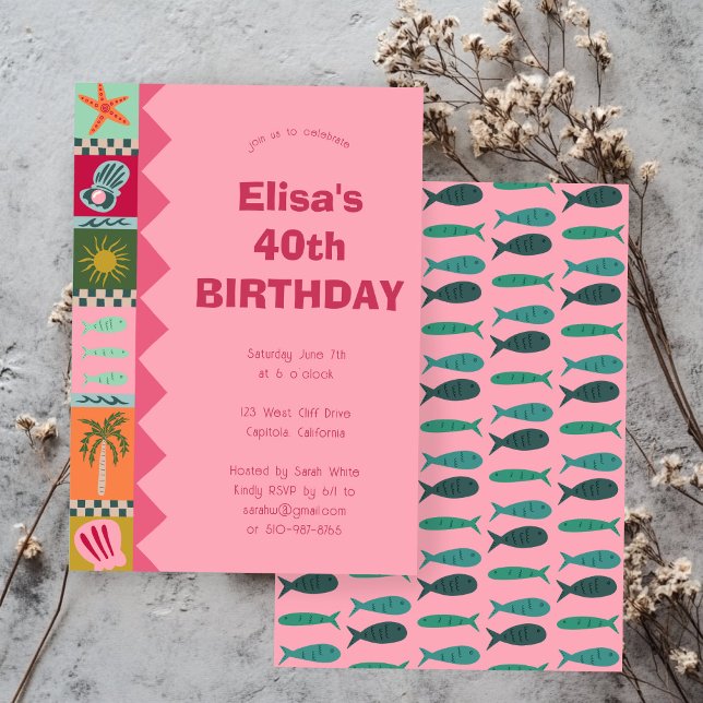 Seaside Soiree BIRTHDAY PARTY Modern Cute CUSTOM Invitation (Seaside Soiree BIRTHDAY PARTY Modern Cute CUSTOM Invitation
)