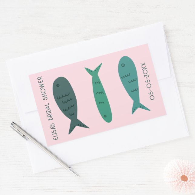 Seaside Soiree Bridal Shower Cute Fishes CUSTOM Sticker (Envelope)