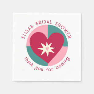 Seaside Soiree Bridal Shower Cute Heart CUSTOM Napkin