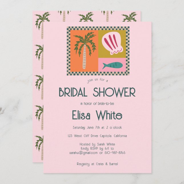Seaside Soiree Bridal Shower Modern Cute CUSTOM Invitation (Front/Back)