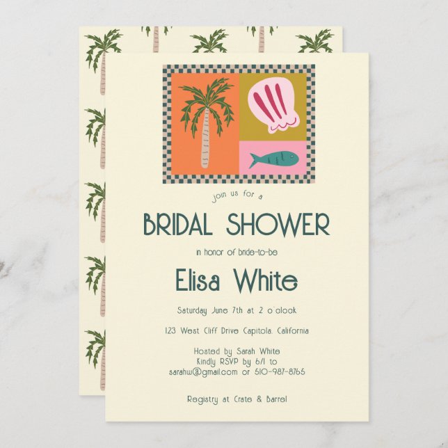 Seaside Soiree Bridal Shower Modern Cute CUSTOM Invitation (Front/Back)