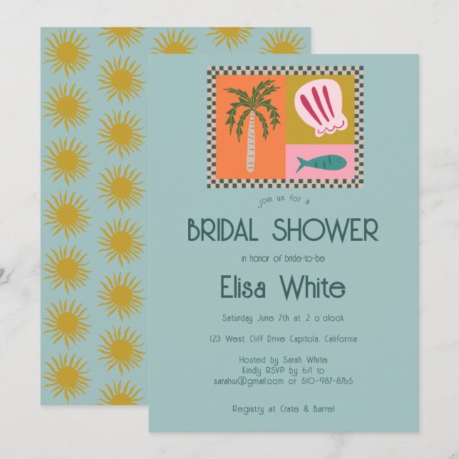 Seaside Soiree Bridal Shower Modern Cute CUSTOM Invitation (Front/Back)