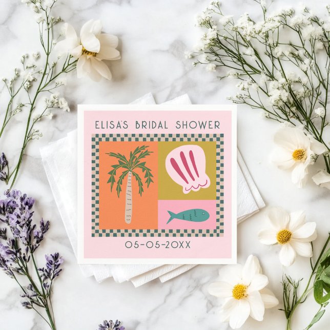 Seaside Soiree Bridal Shower Modern Cute CUSTOM Napkin (Seaside Soiree Beach Bridal Shower Modern Cute CUSTOM Napkins
)