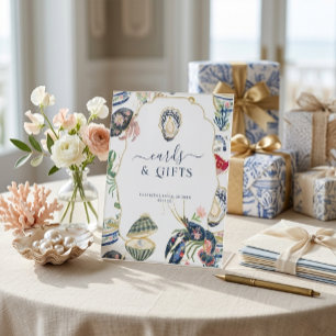 Seaside Soirée Coastal Bridal Shower Cards & Gifts Pedestal Sign