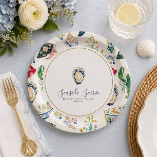 Seaside Soirée Coastal Bridal Shower Paper Plate