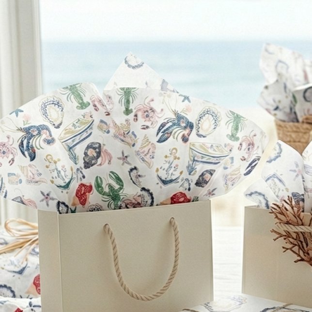 Seaside Soirée Coastal Pattern Tissue Paper (Creator Uploaded)