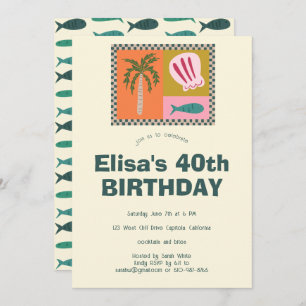 Seaside Soiree  Modern Cute CUSTOM Birthday Party Invitation