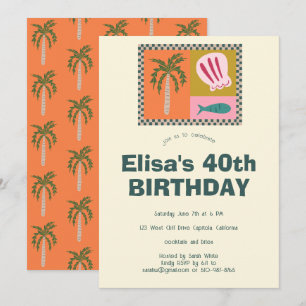 Seaside Soiree Modern Cute CUSTOM Birthday Party Invitation