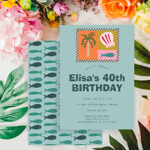 Seaside Soiree  Modern Cute CUSTOM Birthday Party Invitation