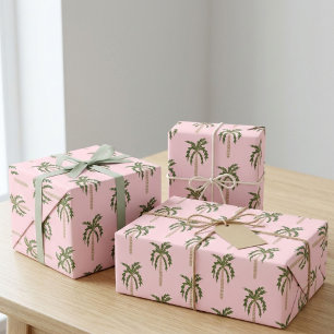 Seaside Soiree Palm Trees Pink Cute CUSTOM Wrapping Paper Sheet