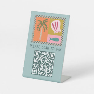Seaside Soiree SCAN TO PAY Modern Cute CUSTOM QR Pedestal Sign