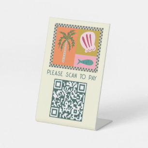 Seaside Soiree SCAN TO PAY Modern Cute CUSTOM QR Pedestal Sign