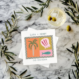 Seaside Soiree WEDDING Engagement Modern CUSTOM Napkin