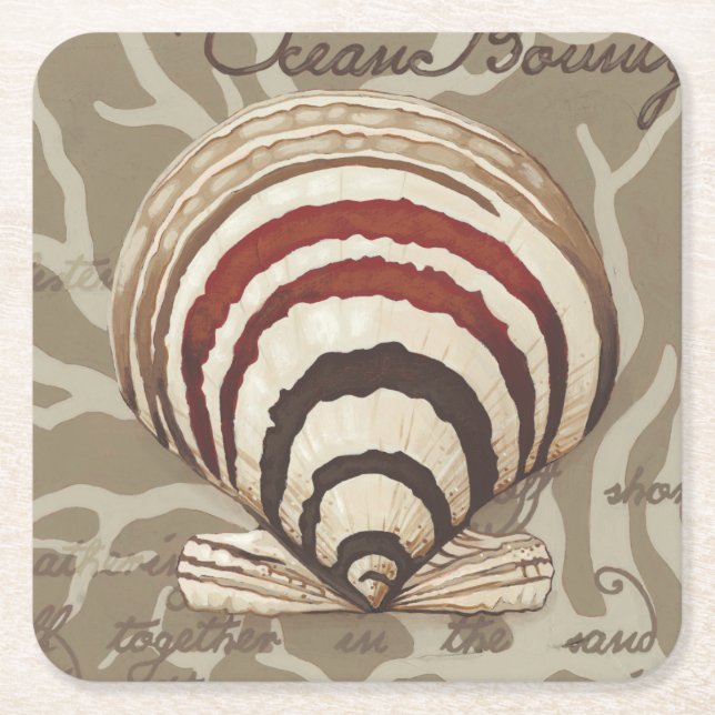 Seaside Sonnet II Square Paper Coaster (Front)