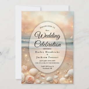 Seaside Sparkle and Sunset Dreams Wedding Invitation